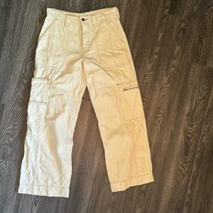 Cream Cargo denim pants